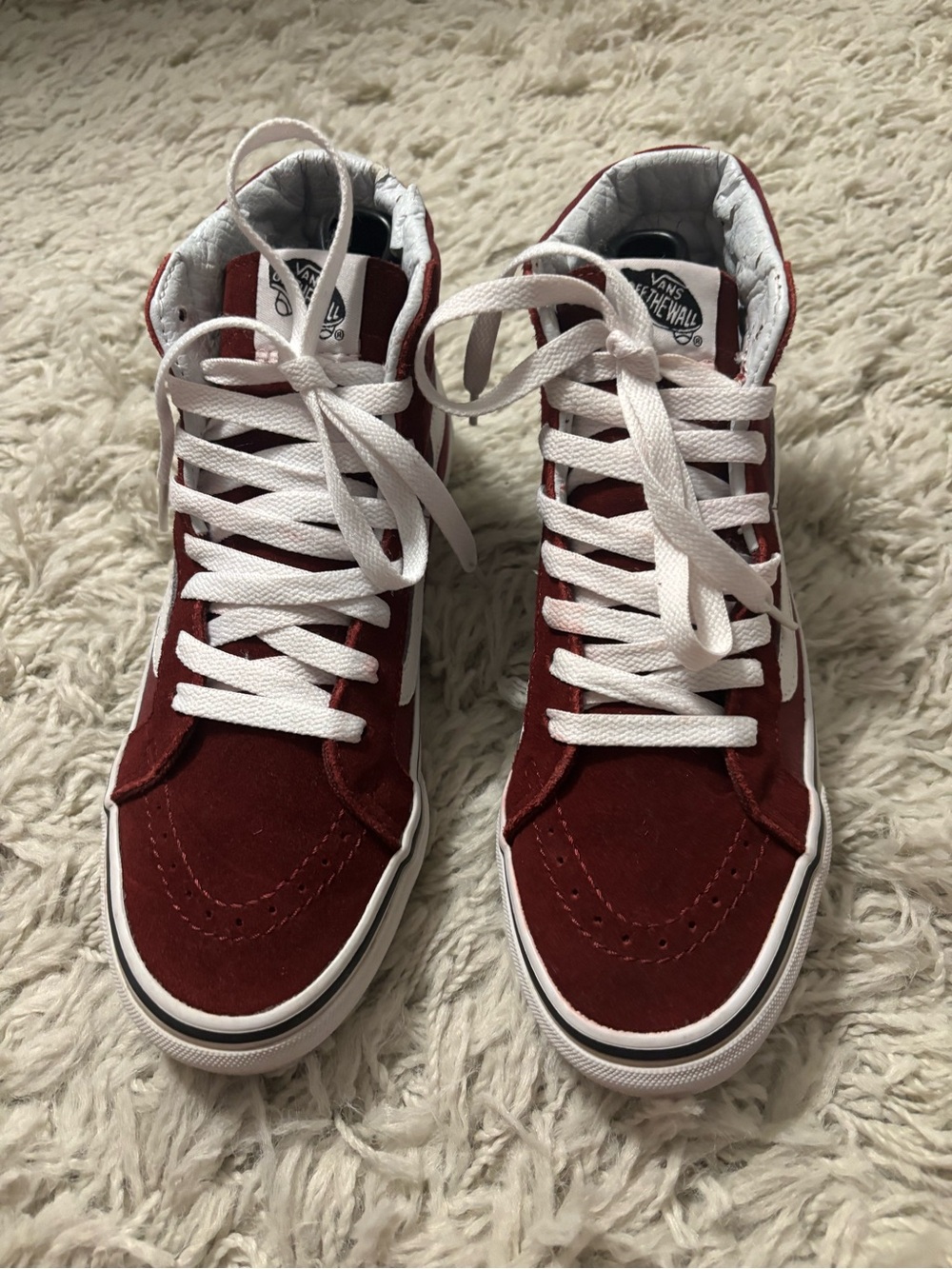 Vans High Top Sneakers Women’s Size 6, Men’s Size 4.5 Burgundy with White
